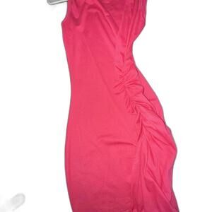 Stylish Pink Bodycon Dress with Side Ruching